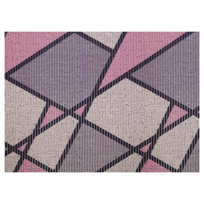 Dundee Deco Geometric Bathroom Mat 35" x 26" Purple Waterproof NonSlip Quick Dry Rug Bed